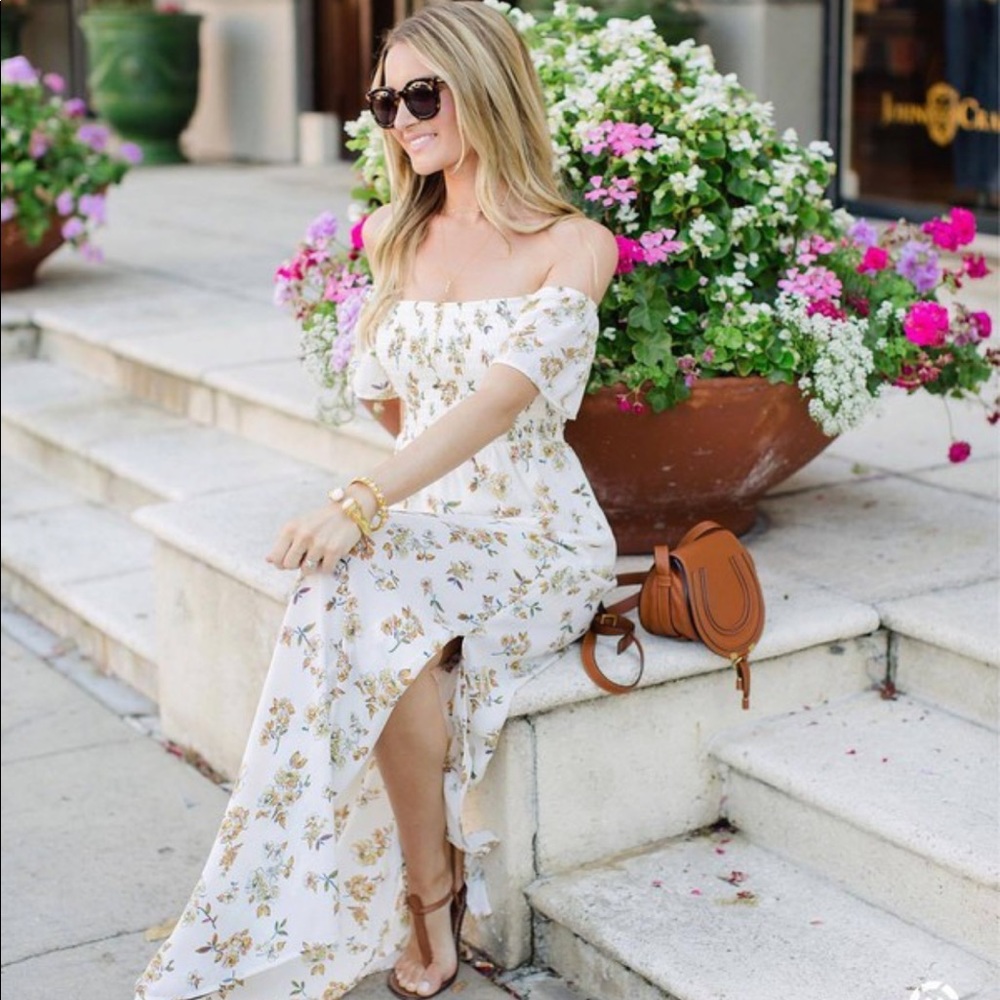 Socialite Smocked Off the Shoulder Maxi Dress